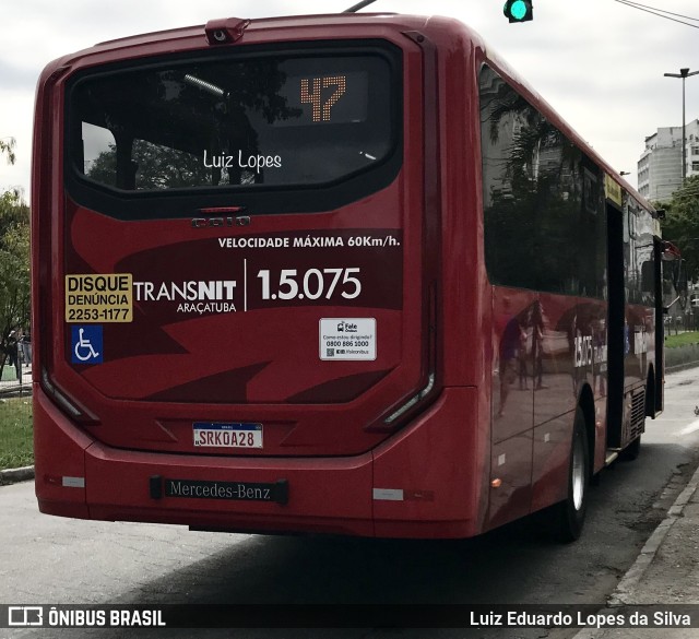 Viação Araçatuba 1.5.075 na cidade de Niterói, Rio de Janeiro, Brasil, por Luiz Eduardo Lopes da Silva. Número da foto: #11312379.