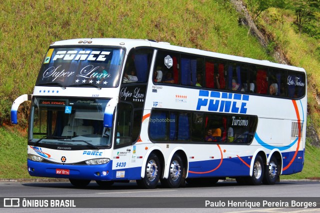 Ponce Turismo 5420 na cidade de Piraí, Rio de Janeiro, Brasil, por Paulo Henrique Pereira Borges. ID da foto: 11251228.