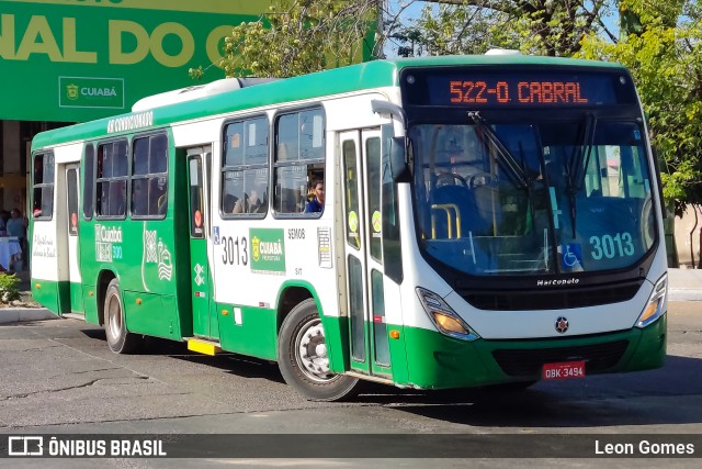 Expresso Caribus Transportes 3013 na cidade de Cuiabá, Mato Grosso, Brasil, por Leon Gomes. ID da foto: 11320911.