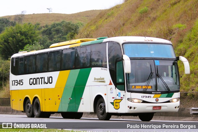 Empresa Gontijo de Transportes 17345 na cidade de Piraí, Rio de Janeiro, Brasil, por Paulo Henrique Pereira Borges. ID da foto: 11258165.