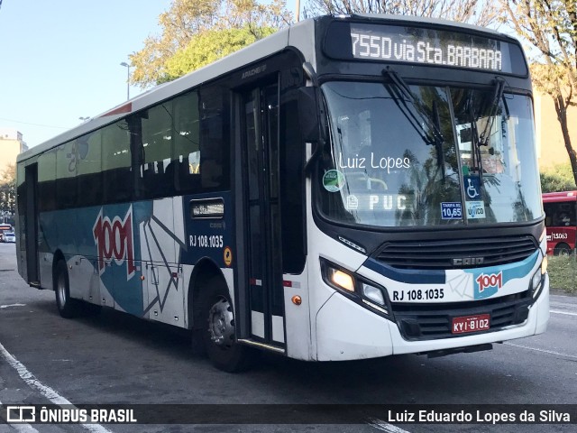 Auto Viação 1001 RJ 108.1035 na cidade de Niterói, Rio de Janeiro, Brasil, por Luiz Eduardo Lopes da Silva. ID da foto: 11263085.