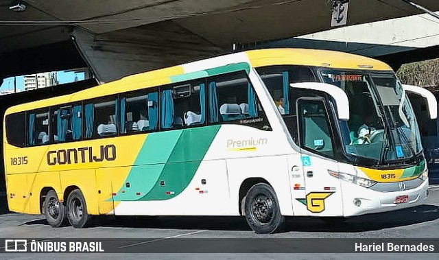 Empresa Gontijo de Transportes 18315 na cidade de Belo Horizonte, Minas Gerais, Brasil, por Hariel Bernades. ID da foto: 11323811.