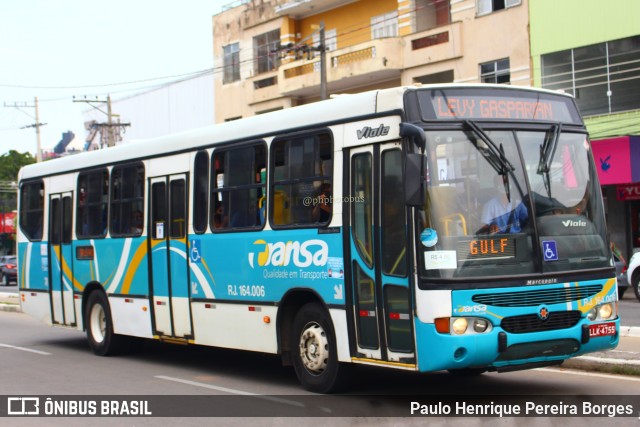 TRANSA - Transa Transporte Coletivo RJ 164.006 na cidade de Três Rios, Rio de Janeiro, Brasil, por Paulo Henrique Pereira Borges. Número da foto: #11324000.
