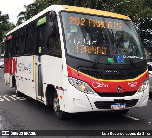 Auto Viação Alpha A48069 na cidade de Rio de Janeiro, Rio de Janeiro, Brasil, por Luiz Eduardo Lopes da Silva. ID da foto: 11347788.