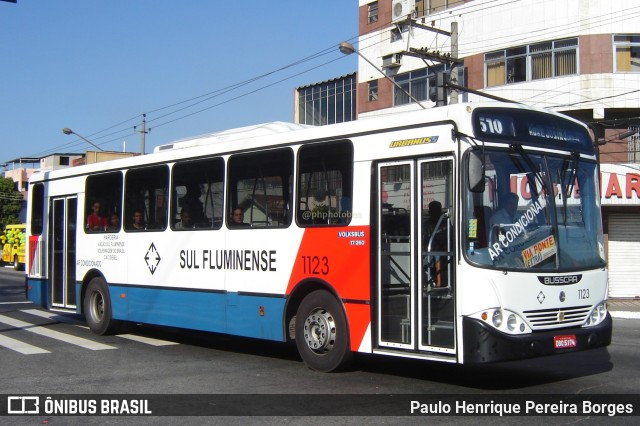 Viação Sul Fluminense 1123 na cidade de Volta Redonda, Rio de Janeiro, Brasil, por Paulo Henrique Pereira Borges. ID da foto: 11347537.