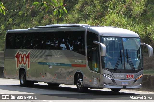 Auto Viação 1001 RJ 108.1238 na cidade de Queluz, São Paulo, Brasil, por Maxwel Silva. ID da foto: 11348881.