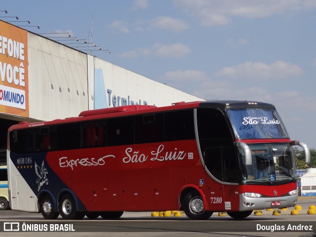 Expresso São Luiz 7280 na cidade de Goiânia, Goiás, Brasil, por Douglas Andrez. Número da foto: #11351012.