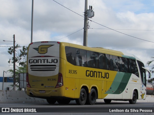 Empresa Gontijo de Transportes 18315 na cidade de Caruaru, Pernambuco, Brasil, por Lenilson da Silva Pessoa. ID da foto: 11360611.