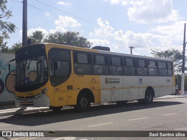 Viação Metrópole Paulista - Zona Leste 3 2840 na cidade de São Paulo, São Paulo, Brasil, por Davi Santos Silva. Número da foto: #11367420.