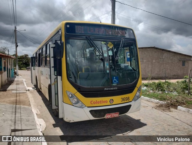 Coletivo Transportes 3698 na cidade de Caruaru, Pernambuco, Brasil, por Vinicius Palone. Número da foto: #11366995.