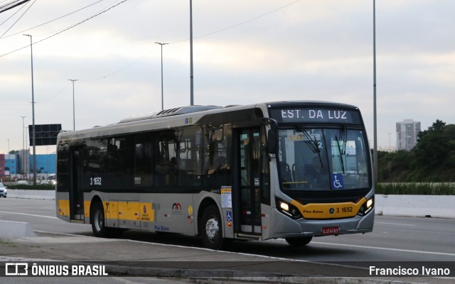 Viação Metrópole Paulista - Zona Leste 3 1652 na cidade de São Paulo, São Paulo, Brasil, por Francisco Ivano. Número da foto: #11374894.