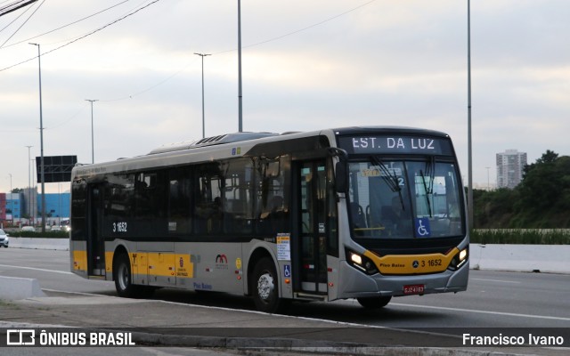 Viação Metrópole Paulista - Zona Leste 3 1652 na cidade de São Paulo, São Paulo, Brasil, por Francisco Ivano. ID da foto: 11374894.