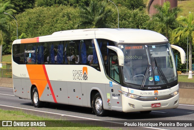 Viação Cidade do Aço RJ 174.063 na cidade de Piraí, Rio de Janeiro, Brasil, por Paulo Henrique Pereira Borges. ID da foto: 11376988.