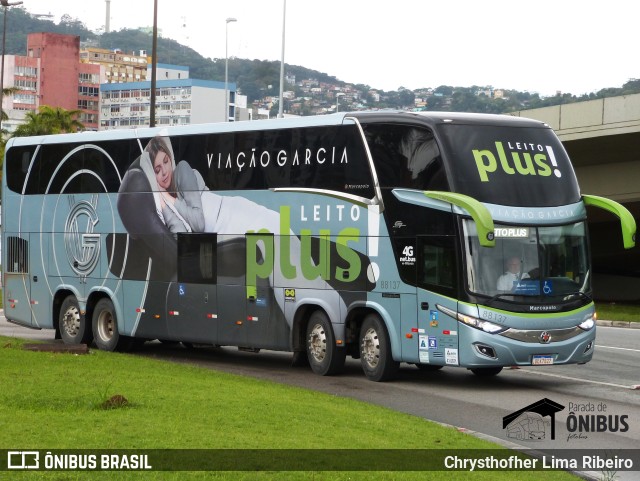 Viação Garcia 88137 na cidade de Florianópolis, Santa Catarina, Brasil, por Chrysthofher Lima Ribeiro. ID da foto: 11379285.