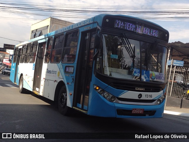 VUG - Viação Urbana Guarulhos 1316 na cidade de Guarulhos, São Paulo, Brasil, por Rafael Lopes de Oliveira. Número da foto: #11381461.