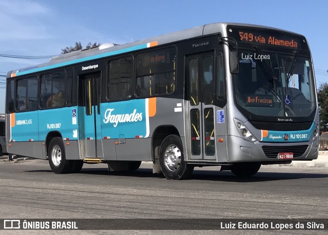 Auto Ônibus Fagundes RJ 101.087 na cidade de Niterói, Rio de Janeiro, Brasil, por Luiz Eduardo Lopes da Silva. ID da foto: 11389103.