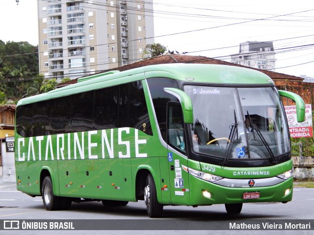 Auto Viação Catarinense 3429 na cidade de Joinville, Santa Catarina, Brasil, por Matheus Vieira Mortari. ID da foto: 11391837.