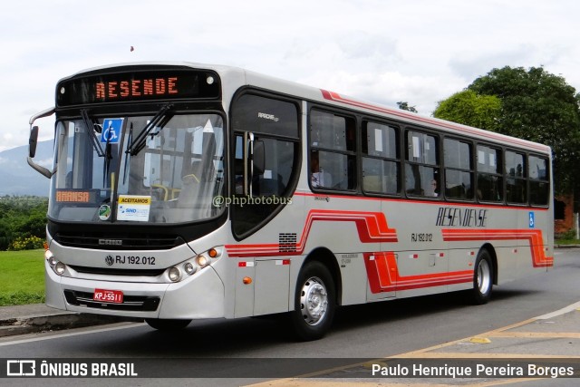 Viação Resendense RJ 192.012 na cidade de Resende, Rio de Janeiro, Brasil, por Paulo Henrique Pereira Borges. Número da foto: #11403696.