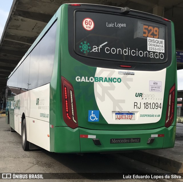 Viação Galo Branco RJ 181.094 na cidade de Niterói, Rio de Janeiro, Brasil, por Luiz Eduardo Lopes da Silva. ID da foto: 11404073.