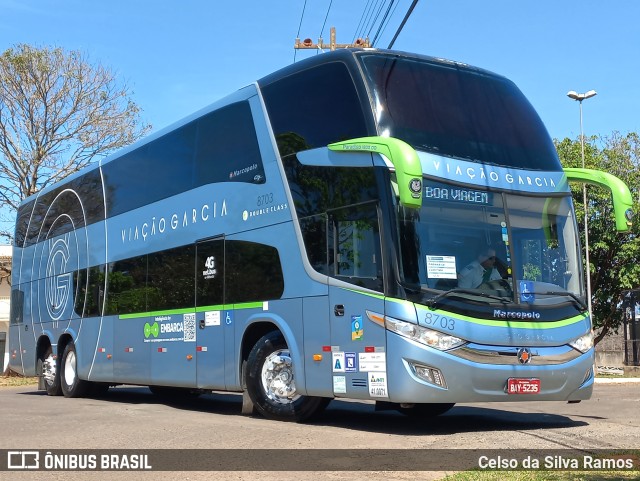 Viação Garcia 8703 na cidade de Paranavaí, Paraná, Brasil, por Celso da Silva Ramos. Número da foto: #11406206.