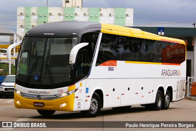 Viação Araguarina 11301 na cidade de Goiânia, Goiás, Brasil, por Paulo Henrique Pereira Borges. ID da foto: 11406275.