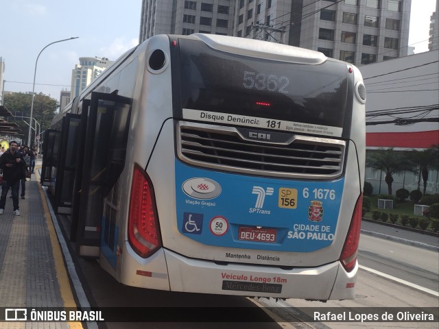 Viação Grajaú S.A. 6 1676 na cidade de São Paulo, São Paulo, Brasil, por Rafael Lopes de Oliveira. ID da foto: 11407765.