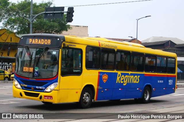 Auto Viação Reginas RJ 110.151 na cidade de Rio de Janeiro, Rio de Janeiro, Brasil, por Paulo Henrique Pereira Borges. ID da foto: 11332374.