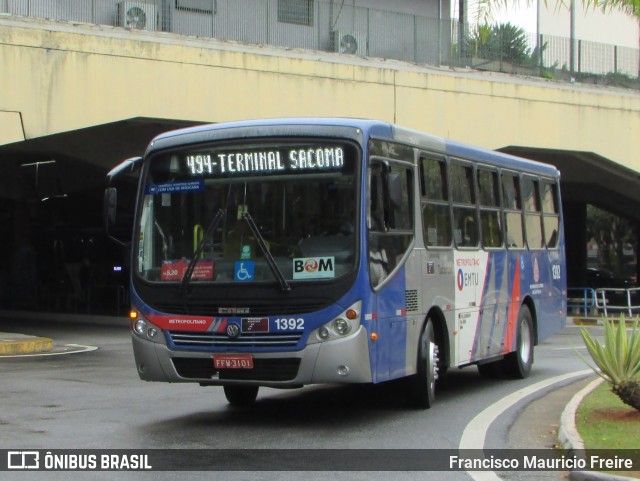 Tucuruvi Transportes e Turismo 1392 na cidade de São Caetano do Sul, São Paulo, Brasil, por Francisco Mauricio Freire. ID da foto: 11337438.