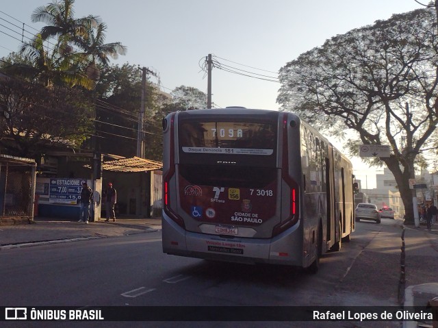 Viação Metrópole Paulista - Zona Sul 7 3018 na cidade de São Paulo, São Paulo, Brasil, por Rafael Lopes de Oliveira. Número da foto: #11342828.