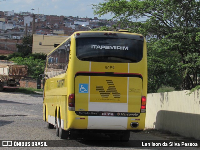 Viação Itapemirim 5099 na cidade de Caruaru, Pernambuco, Brasil, por Lenilson da Silva Pessoa. ID da foto: 11343734.