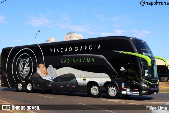 Viação Garcia 86059 na cidade de Foz do Iguaçu, Paraná, Brasil, por Filipe Lima. Número da foto: #11344512.