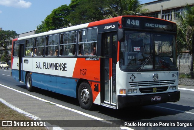 Viação Sul Fluminense 1137 na cidade de Volta Redonda, Rio de Janeiro, Brasil, por Paulo Henrique Pereira Borges. Número da foto: #11443655.