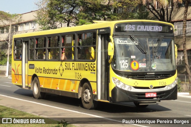 Viação Sul Fluminense 1136 na cidade de Volta Redonda, Rio de Janeiro, Brasil, por Paulo Henrique Pereira Borges. ID da foto: 11443622.