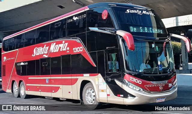 Santa Maria Fretamento e Turismo 1300 na cidade de Belo Horizonte, Minas Gerais, Brasil, por Hariel Bernades. ID da foto: 11442499.