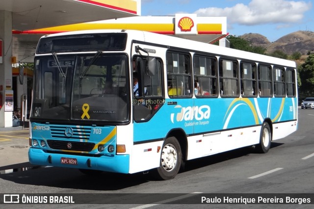 TRANSA - Transa Transporte Coletivo 703 na cidade de Três Rios, Rio de Janeiro, Brasil, por Paulo Henrique Pereira Borges. Número da foto: #11455327.