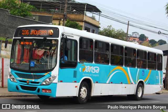 TRANSA - Transa Transporte Coletivo 703 na cidade de Três Rios, Rio de Janeiro, Brasil, por Paulo Henrique Pereira Borges. ID da foto: 11455331.