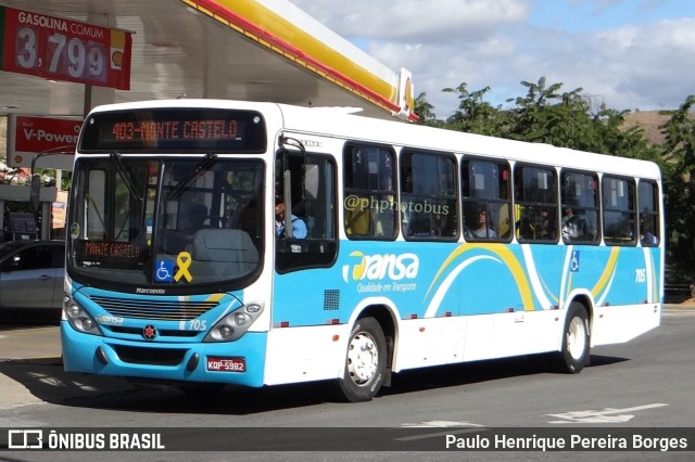 TRANSA - Transa Transporte Coletivo 705 na cidade de Três Rios, Rio de Janeiro, Brasil, por Paulo Henrique Pereira Borges. ID da foto: 11455350.