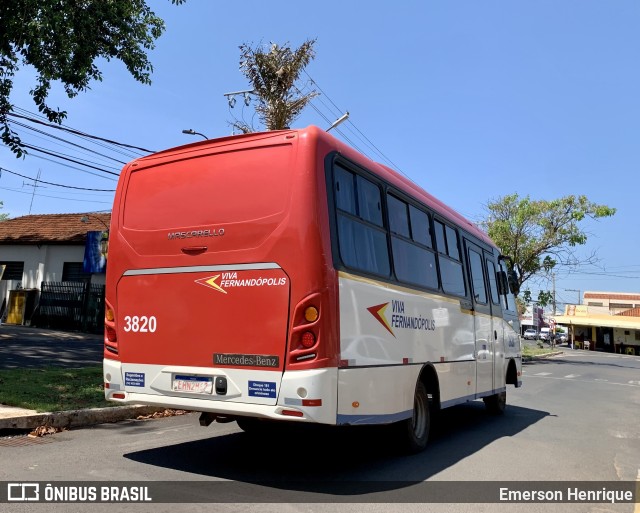 Auto Viação Jauense 3820 na cidade de Fernandópolis, São Paulo, Brasil, por Emerson Henrique. ID da foto: 11456871.