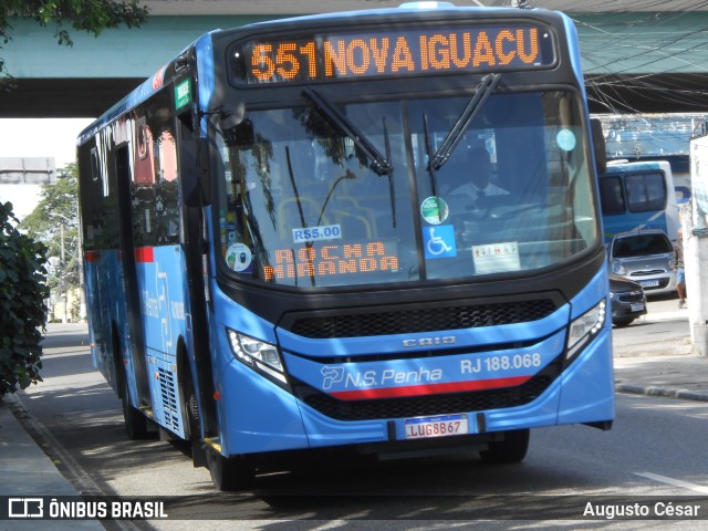 Viação Nossa Senhora da Penha RJ 188.068 na cidade de Nilópolis, Rio de Janeiro, Brasil, por Augusto César. ID da foto: 11462845.