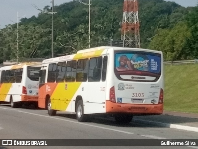 Viação Piracicabana Praia Grande 3103 na cidade de Praia Grande, São Paulo, Brasil, por Guilherme Silva. Número da foto: #11465701.