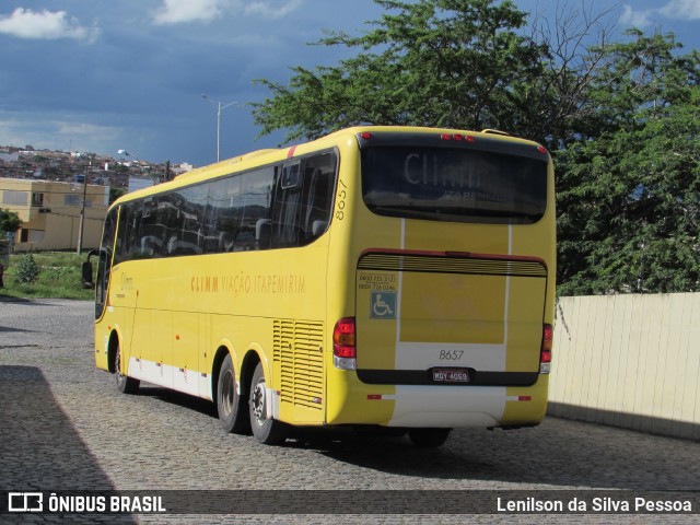 Viação Itapemirim 8657 na cidade de Caruaru, Pernambuco, Brasil, por Lenilson da Silva Pessoa. ID da foto: 11467245.