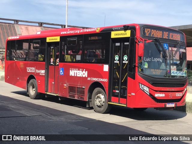 Viação Araçatuba 1.5.020 na cidade de Niterói, Rio de Janeiro, Brasil, por Luiz Eduardo Lopes da Silva. ID da foto: 11414179.