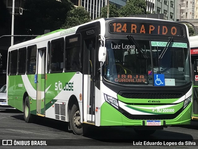 Viação São José RJ 200.100 na cidade de Rio de Janeiro, Rio de Janeiro, Brasil, por Luiz Eduardo Lopes da Silva. ID da foto: 11468914.