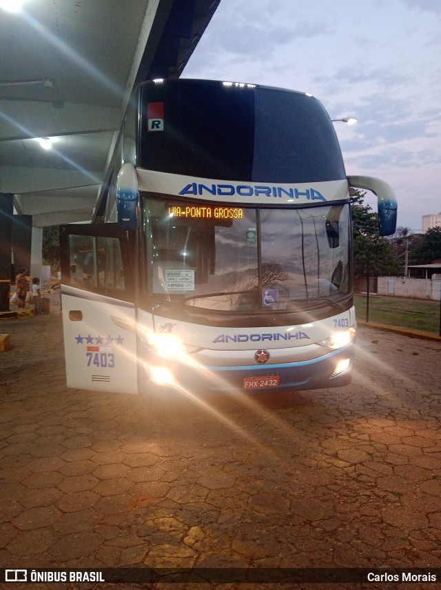 Empresa de Transportes Andorinha 7403 na cidade de Presidente Venceslau, São Paulo, Brasil, por Carlos Morais. ID da foto: 11474625.