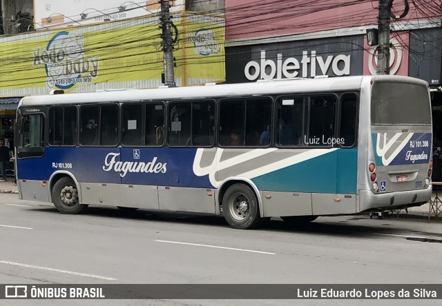 Auto Ônibus Fagundes RJ 101.308 na cidade de São Gonçalo, Rio de Janeiro, Brasil, por Luiz Eduardo Lopes da Silva. ID da foto: 11477131.