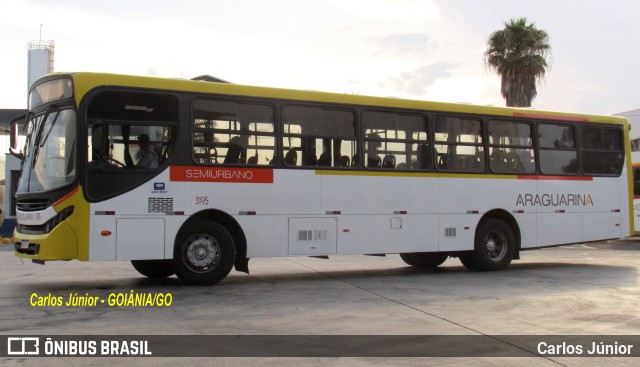 Viação Araguarina 3195 na cidade de Goiânia, Goiás, Brasil, por Carlos Júnior. ID da foto: 11478210.