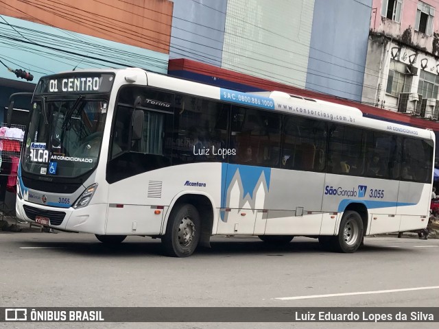 Auto Ônibus Alcântara 3.055 na cidade de São Gonçalo, Rio de Janeiro, Brasil, por Luiz Eduardo Lopes da Silva. ID da foto: 11477134.