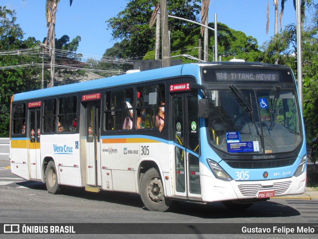 Expresso Vera Cruz 305 na cidade de Recife, Pernambuco, Brasil, por Gustavo Felipe Melo. Número da foto: #11480804.