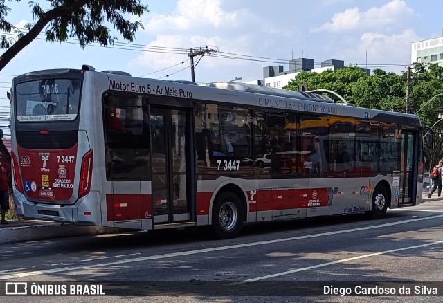 Viação Metrópole Paulista - Zona Sul 7 3447 na cidade de São Paulo, São Paulo, Brasil, por Diego Cardoso da Silva. ID da foto: 11489024.