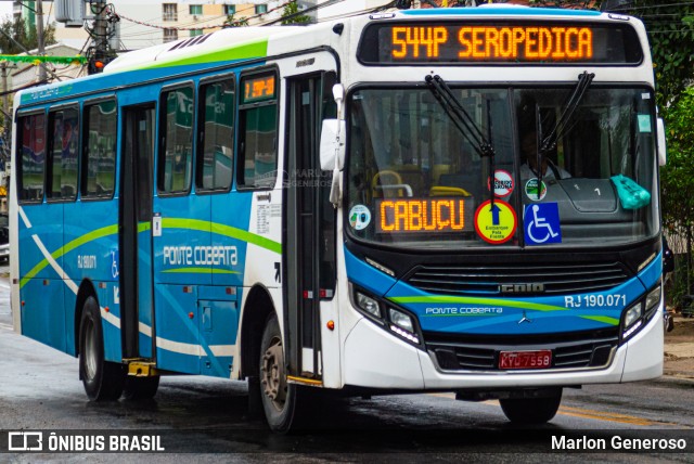 Viação Ponte Coberta RJ 190.071 na cidade de Nova Iguaçu, Rio de Janeiro, Brasil, por Marlon Generoso. Número da foto: #11416992.